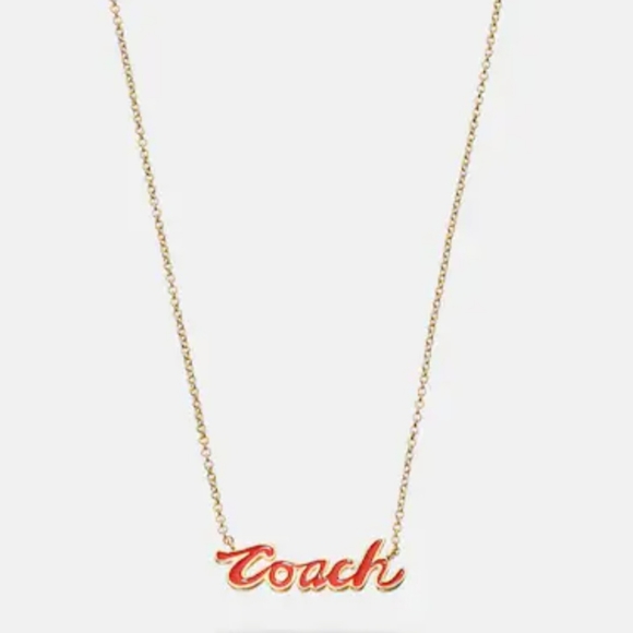 Coach Logo Script Enamel Necklace - Picture 1 of 2
